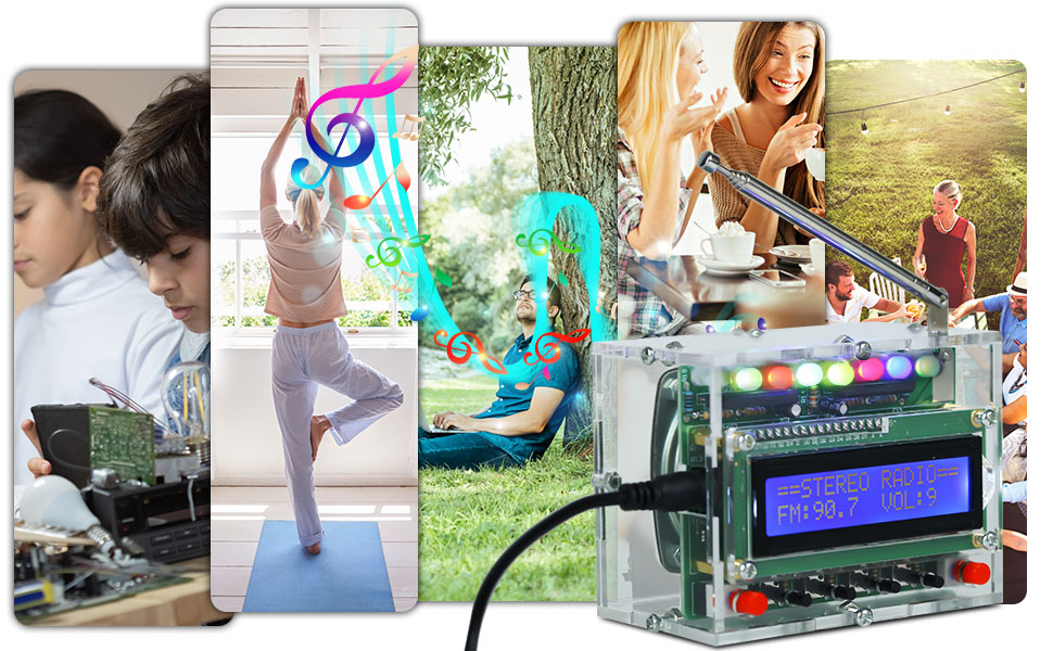 FM Radio Receiver DIY Kit with RGB LED Indicator ICStation